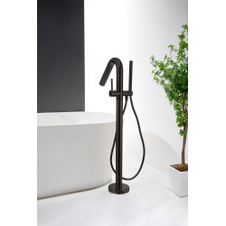 Colonne bain-douche îlot par le sol ORTENCE PVD noir mat