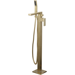 Colonne bain-douche îlot alimentation par le sol PLAZA laiton brossé