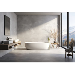 Colonne bain-douche îlot alimentation par le sol PLAZA laiton brossé