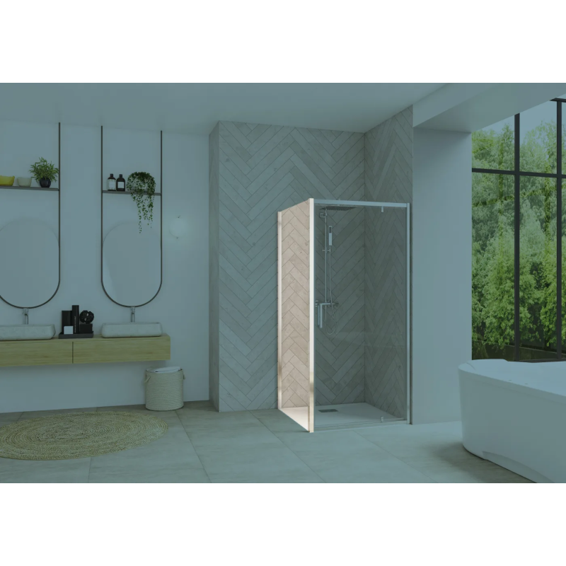 Verre transparent / Profilé chromé · paroi
