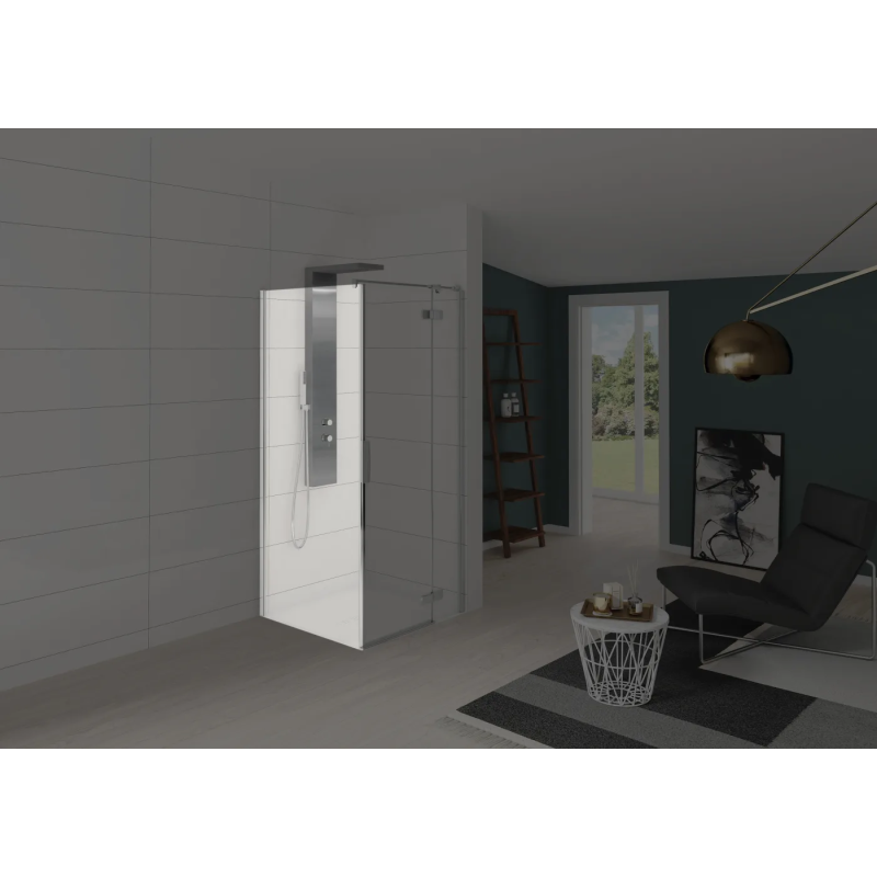 Kinestyle P+F - Porte pivotante sans seuil + paroi fixe d'angle