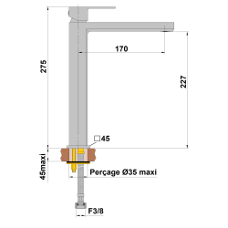 Mitigeur lavabo rehaussé PLAZA
