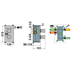 Mitigeur douche thermostatique encastré carré PLAZA