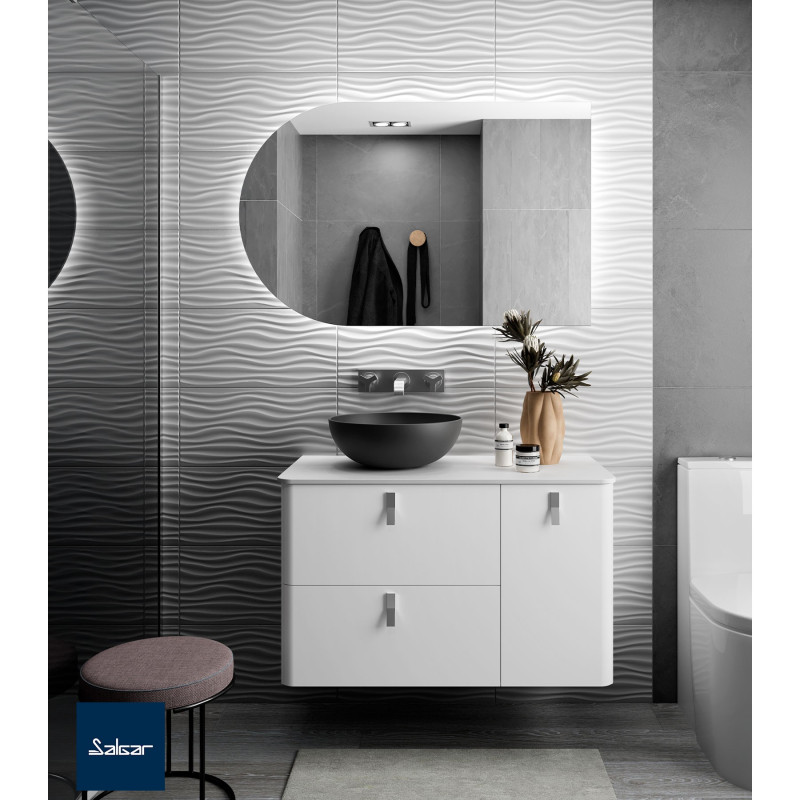 Meuble UNIIQ 1 porte 2 tiroirs - 90 à 120 cm, 11 coloris, droite/gauche