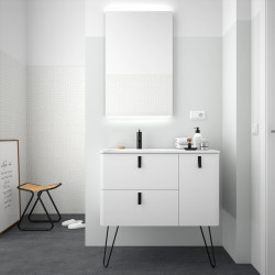 Meuble UNIIQ 1 porte 2 tiroirs - 90 à 120 cm, 11 coloris, droite/gauche