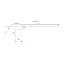 Plan COMPAKT 51 - 1 grande vasque intégrée - 700 à 2500 mm, 5 finitions