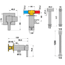 Kit hygiénique mitigeur encastrée square