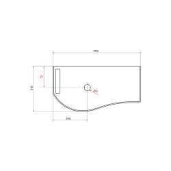 Plan de toilette MAM avec porte-serviette - 90 à 150 cm, droite/gauche, 4 finitions