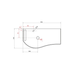 Plan de toilette MAM avec porte-serviette - 90 à 150 cm, droite/gauche, 4 finitions