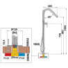 Colonne bain-douche îlot par le sol COX PVD grey acier