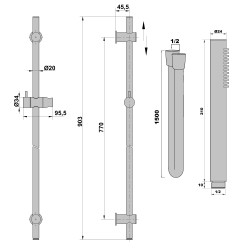 Barre douche COX 90 cm