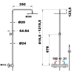 Colonne de douche thermostatique COX