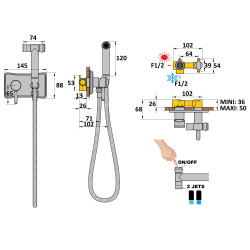 Mitigeur encastrée hygiénique avec plaque LADY'S chromé