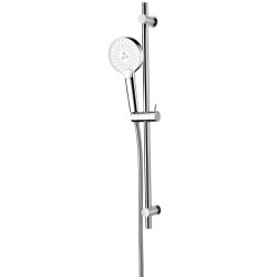 Barre de douche 3 jets twister chromé + blanc