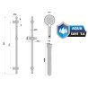 Barre de douche 3 jets twister chromé + blanc