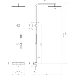 Colonne de douche square300 avec bras de 450 mm