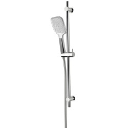Barre de douche 3 jets twister square chromé + blanc