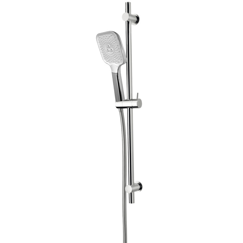 Barre de douche 3 jets twister square chromé + blanc
