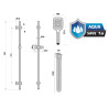 Barre de douche 3 jets twister square chromé + blanc