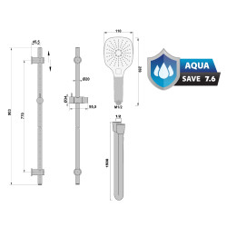 Barre de douche 3 jets SPECTRA +