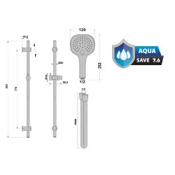Barre de douche 3 jets SQUARE FRESH