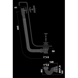 Vidage automatique de bain longueur 55 cm