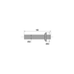 Sortie murale laiton chromé, L., rosace inox Ø32mm Ø63mm