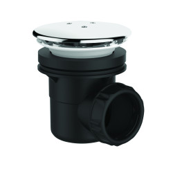Bonde douche Ø60, capot serti inox Ø90, sortie horizontale Ø40, corps 70% PCR