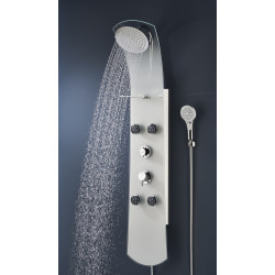 Colonne de douche NAUTILUS verre, fonction hydro-massage, robinetterie thermo
