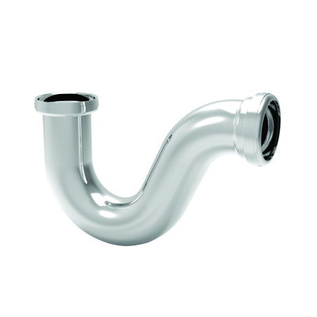 Siphon évier laiton nickelé, non réglable, H. sous évier 130mm
