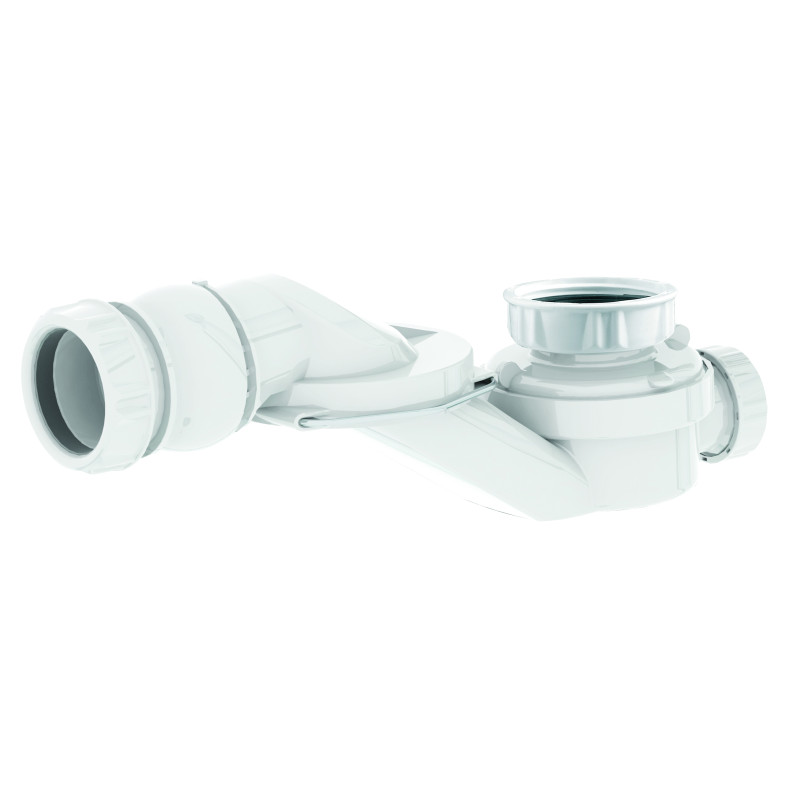 Siphon bain extra-plat sortie orientable sur rotule Ø40, H. 98mm, corps 100% PCR