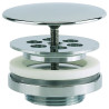 Bonde lavabo-vasque écoulement libre, clapet laiton, H. 55mm, serrage 9 à 55mm