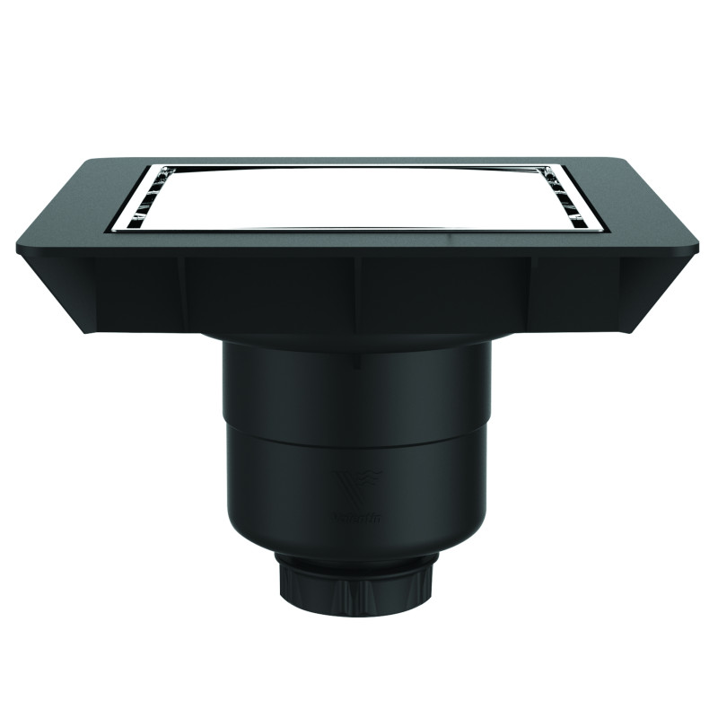 Bonde sol extra-plate réglable,capot métal ,sortie verticale Ø40,corps 70% PCR
