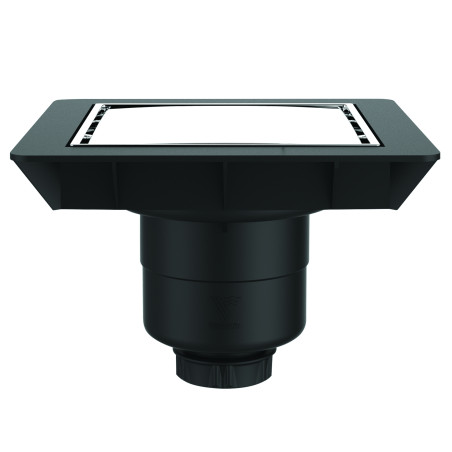 Bonde sol extra-plate réglable,capot métal ,sortie verticale Ø40,corps 70% PCR