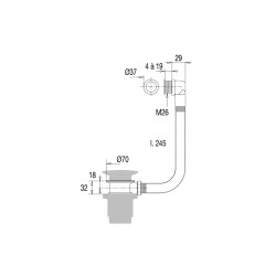 TP vasque laiton chromé enjoliveur Ø26x24mm, intercalaire laiton chromé H. 32mm
