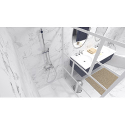Ensemble INOUIE +, 3 jets, barre inox Ø25x650mm, flexible PVC argent 1,75 m