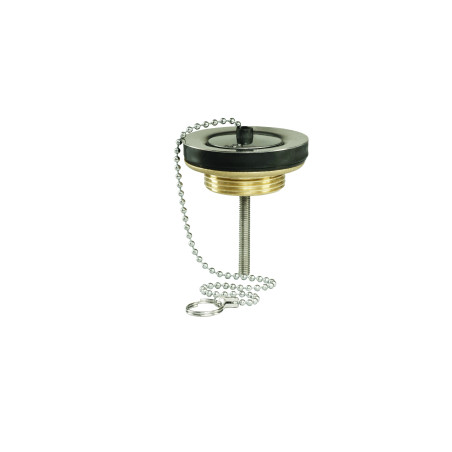 Bonde lavabo à bouchon enjoliveur inox et chaînette,corps laiton,serrage 5 à 50