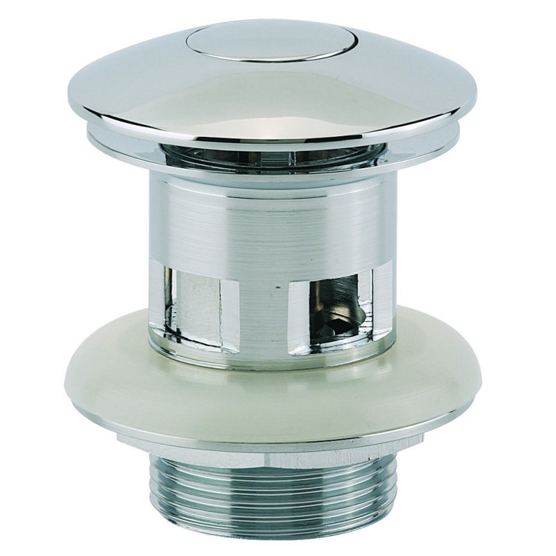 Bonde lavabo laiton chromé,digiclic à clapet,H. 65mm,lanterne,serrage 30 à 40 mm
