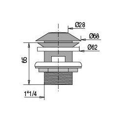 Bonde lavabo laiton chromé,digiclic à clapet,H. 65mm,lanterne,serrage 30 à 40 mm