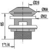 Bonde lavabo laiton chromé,digiclic à clapet,H. 65mm,lanterne,serrage 30 à 40 mm