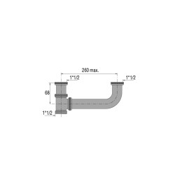 Tubulure laiton évier 2 cuves, entraxe réglable jusqu'à 260mm, sortie 1''1/2