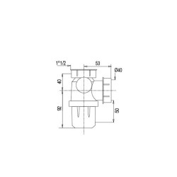 Siphon évier avec sortie 1" pour machine, non réglable, corps 100% PCR