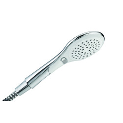 Douchette 3 jets chromé/blanc, INOUIE, système anti-calcaire