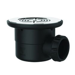 Bonde receveur Ø90, grille inox Ø115mm, sortie horizontale Ø40mm, corps 70% PCR