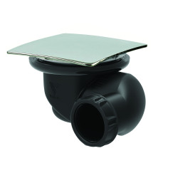 Bonde douche Ø90 GOULUE,capot métal carré,sortie orientable Ø40,corps plastique
