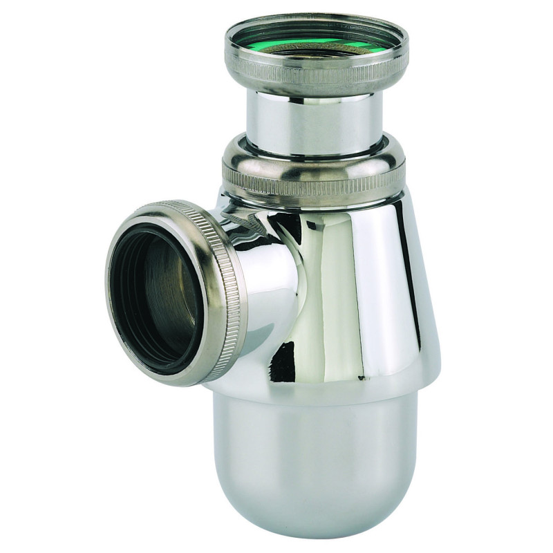 Siphon lavabo laiton chromé, réglable 35/, sortie, débit :/mn 90mm Ø32mm