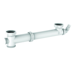 Tubulure évier 2 cuves, entraxe réglable 160 à 360mm, 1 prise,corps 100% PCR