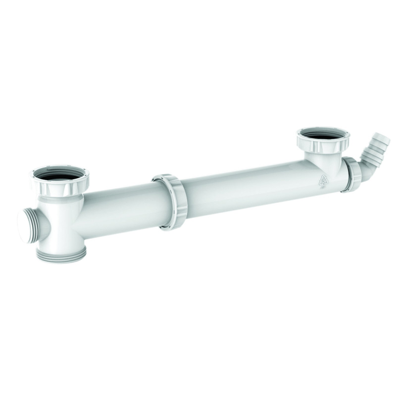 Tubulure évier 2 cuves, entraxe réglable 160 à 360mm, 1 prise,corps 100% PCR