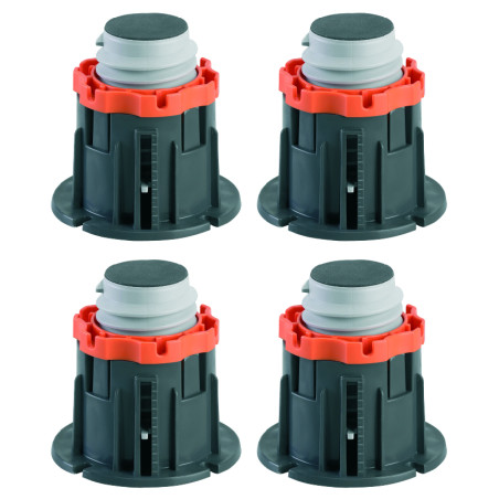 Lot de 4 pieds de receveur de douche CRICABAC, H. réglable 82 à 137mm, Ø107mm