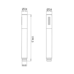 Douchette 1 jet laiton chromé, TUBE, diffuseur démontable